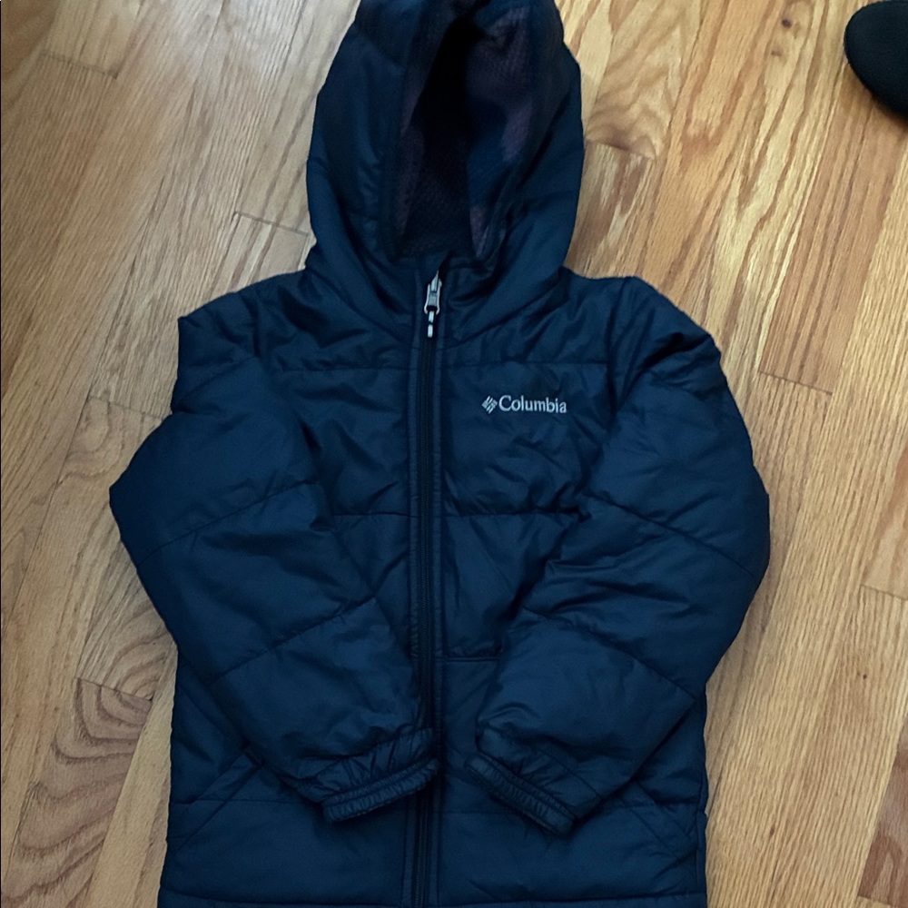 Columbia Kids reversible Jacket - navy quilted and multicolored fleece